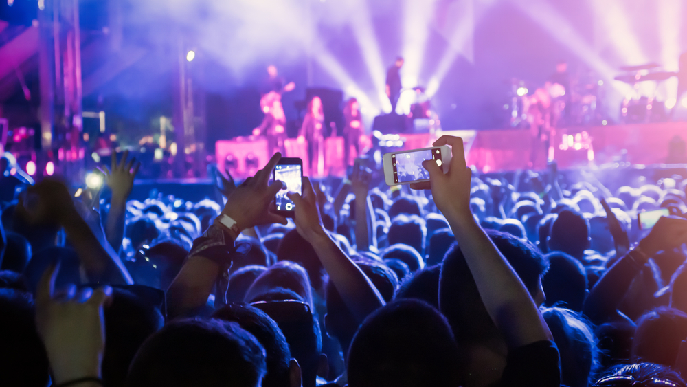 Party people enjoy and recording the live concert show