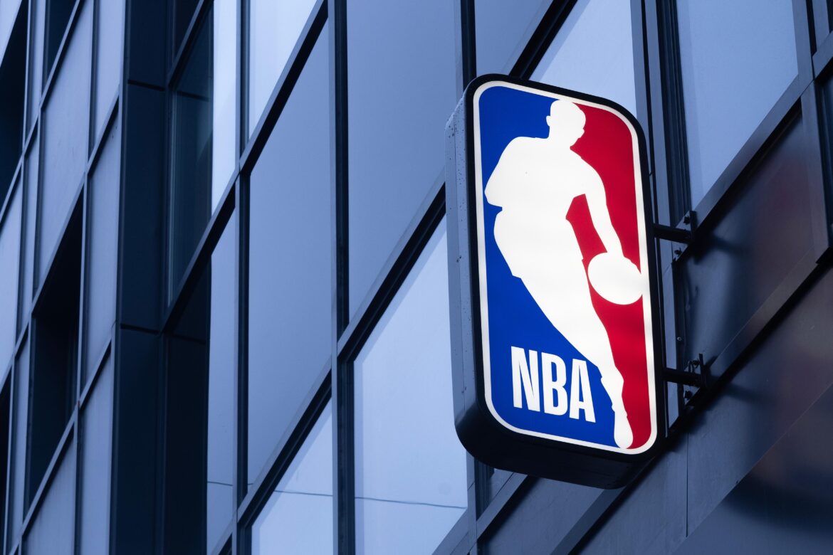 NBA vertical store sign in Oxford street representing the ongoing NBA game