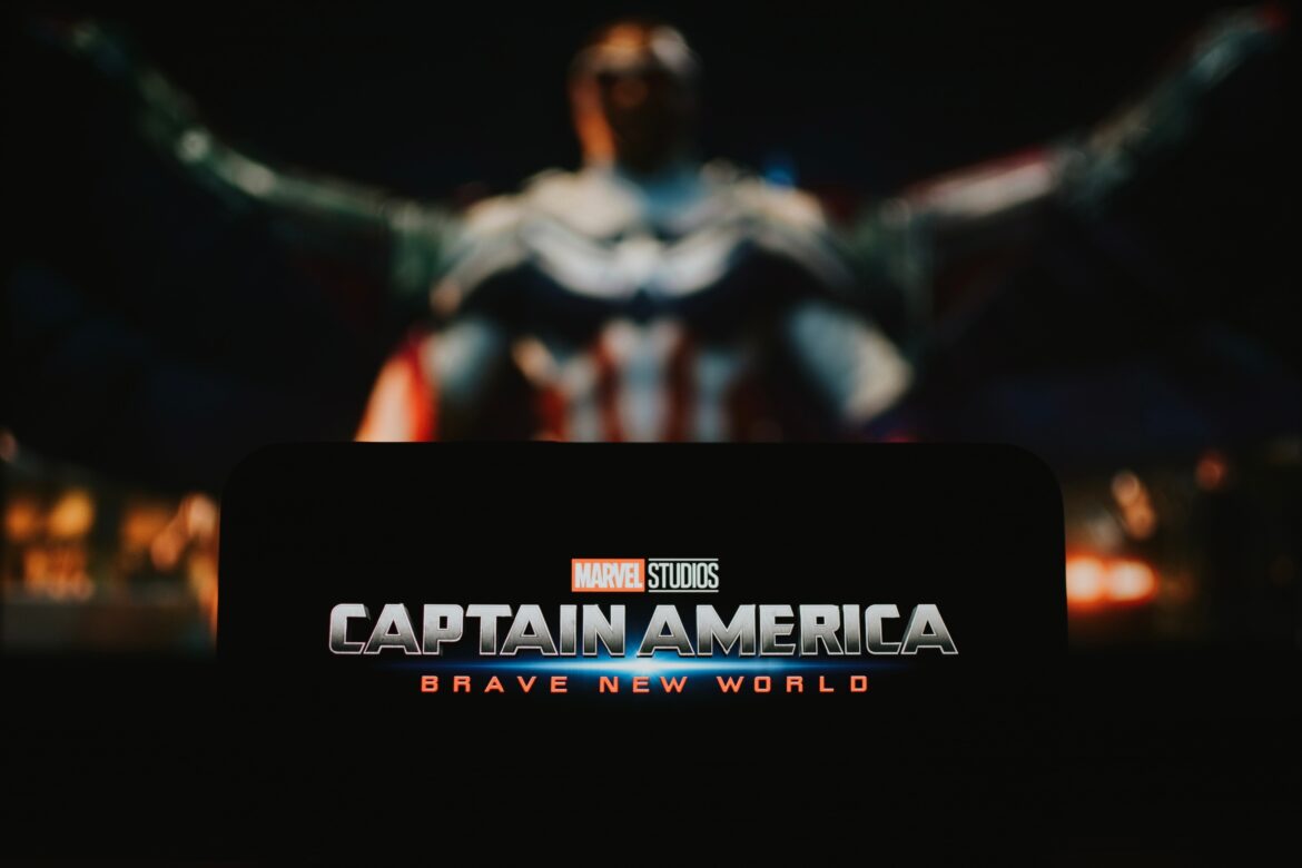 Captain America: Brave New World (2025) logo displayed on smartphone screen.