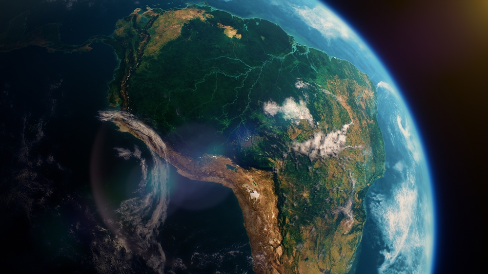 Earth from space spinning